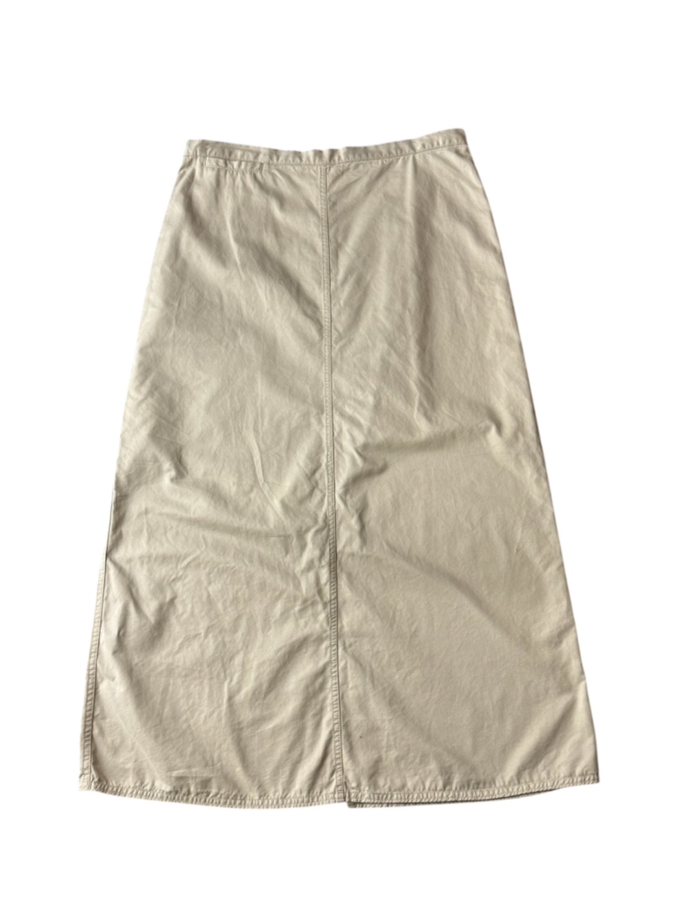 Woolrich Khaki A-Line Midi Skirt Cotton Minimalist Utility Classic Slit Size 10